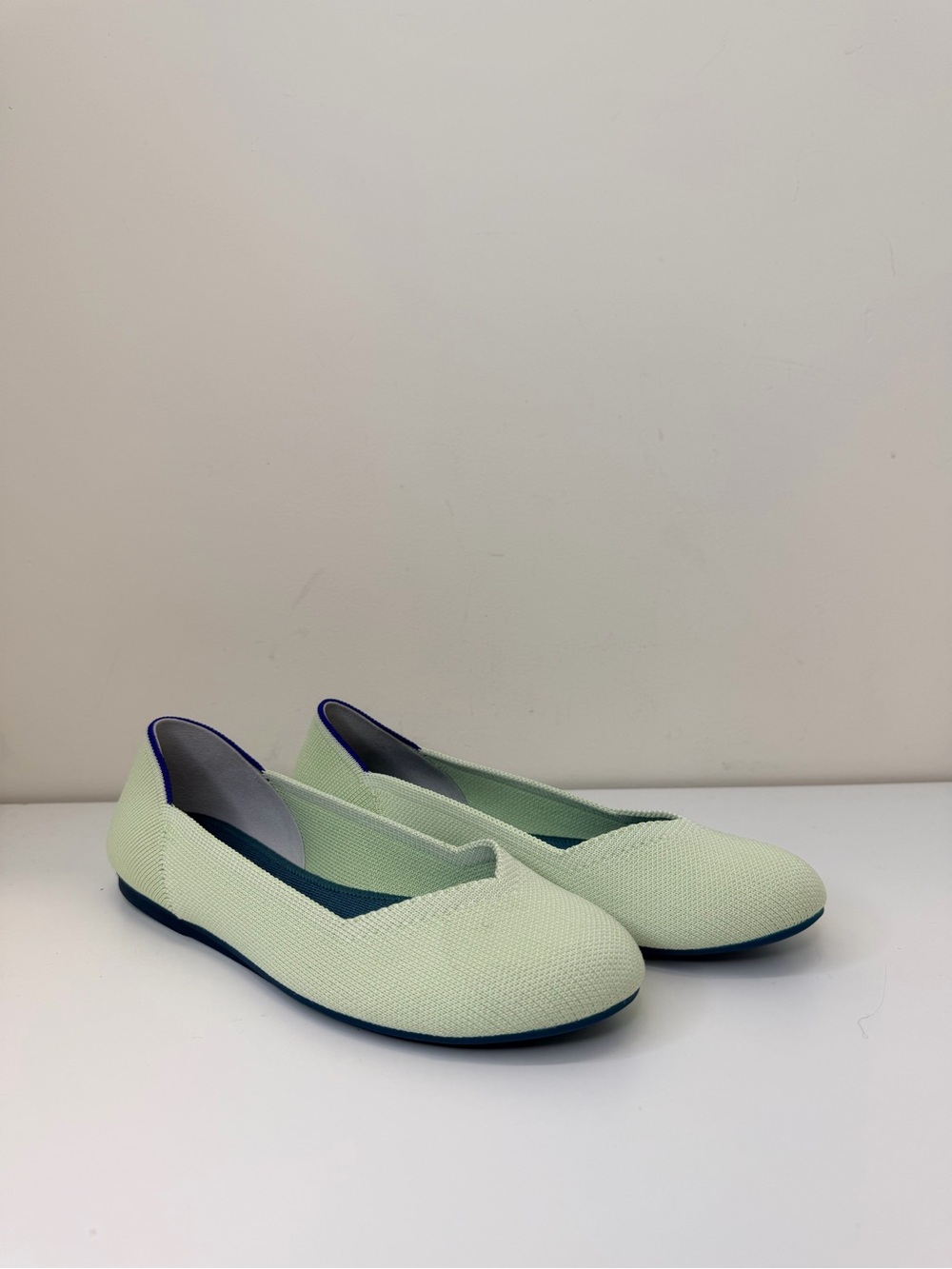 Rothy's The Point flats Sour Apple Green‎ knit fabric Sustainable